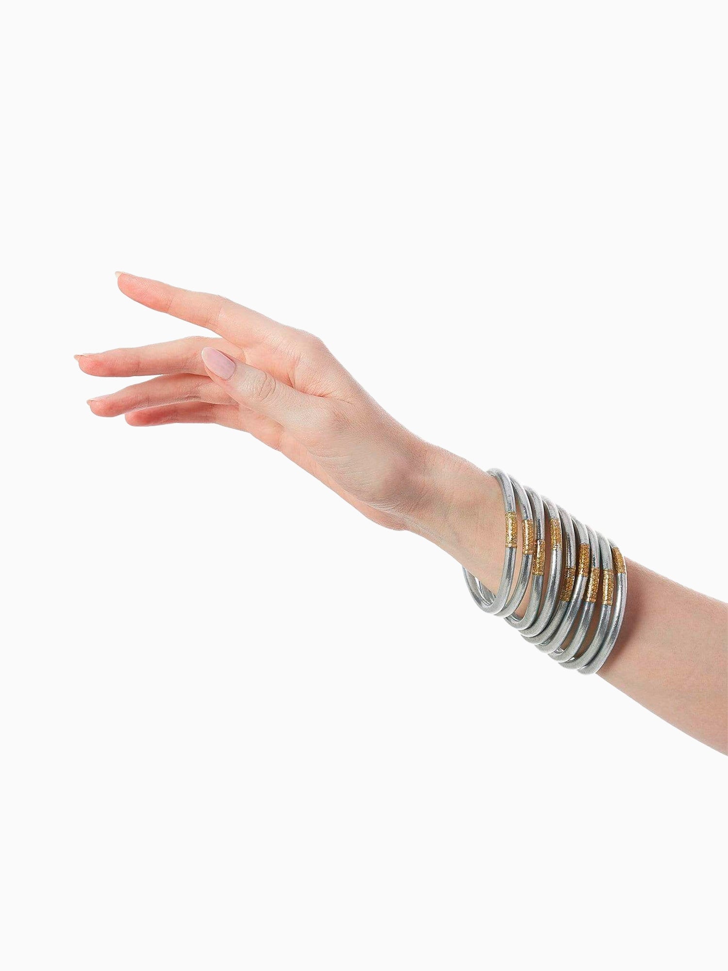 Silver All Weather Bangles (Set of 9) - Serenity Prayer