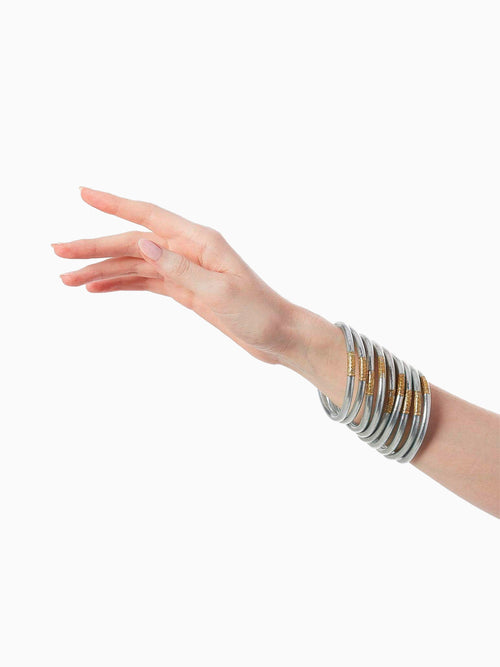 Silver All Weather Bangles (Set of 9) - Serenity Prayer