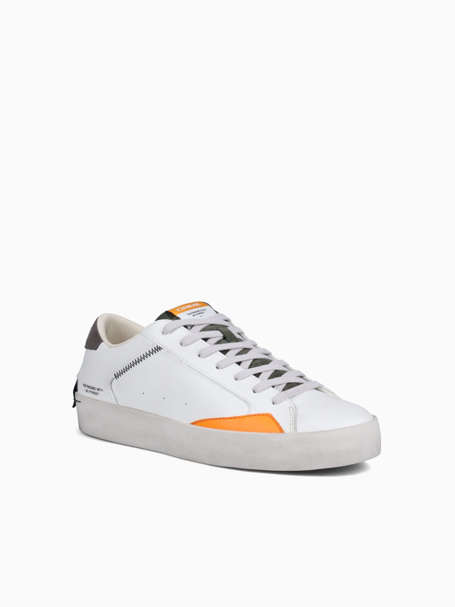 Distressed White Olive Gry leather White / 40 / M