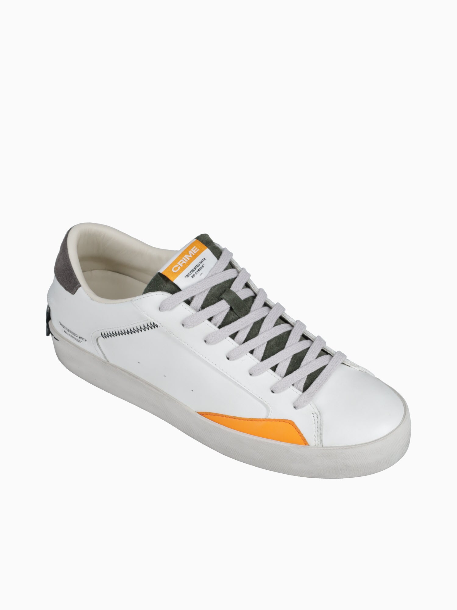 Distressed White Olive Gry leather White / 40 / M