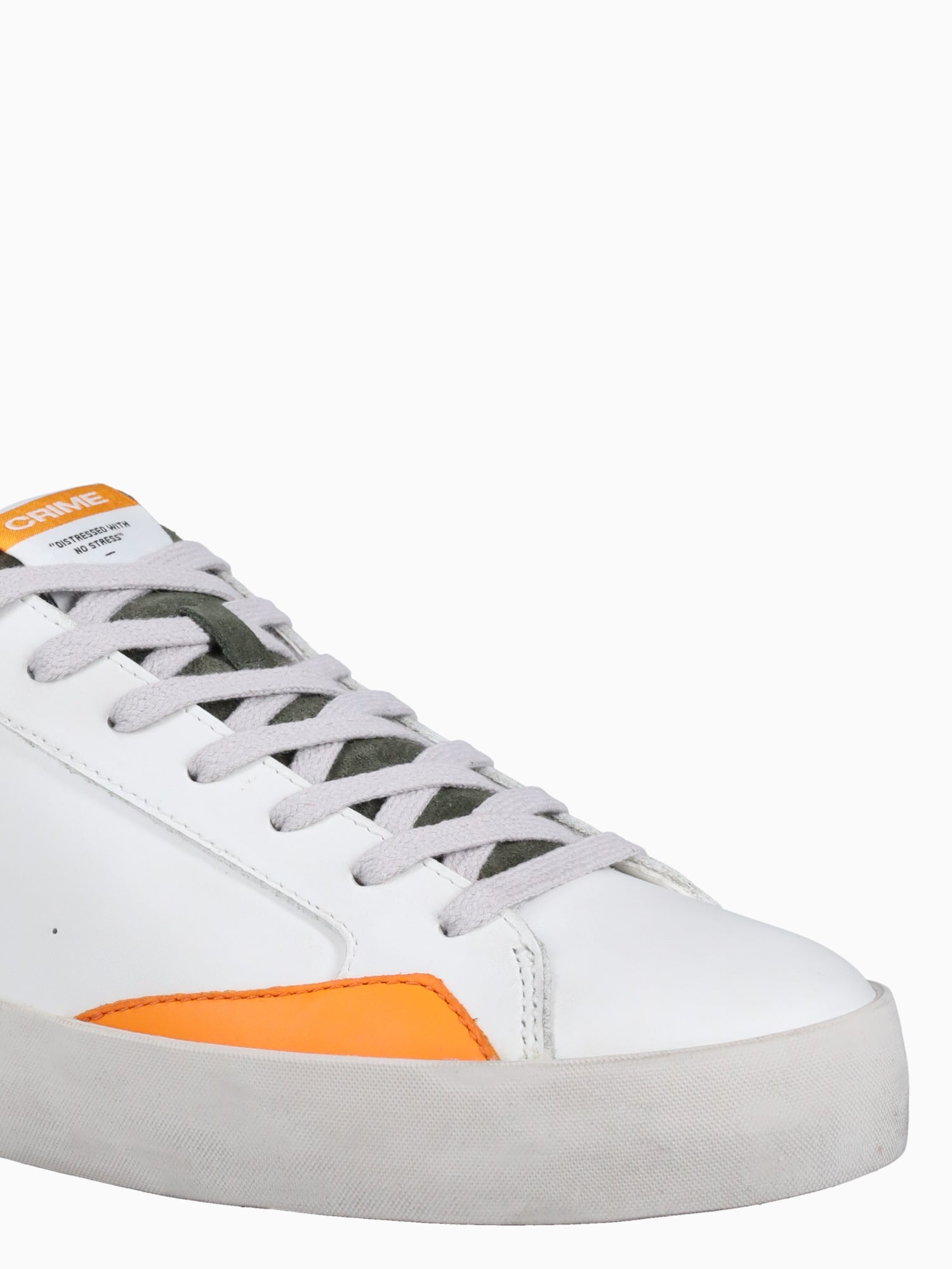 Distressed White Olive Gry leather White / 40 / M