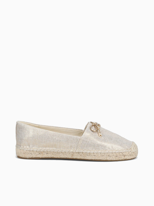 Nori Espadrille Pale Gold Metal Linen Gold / 5 / M