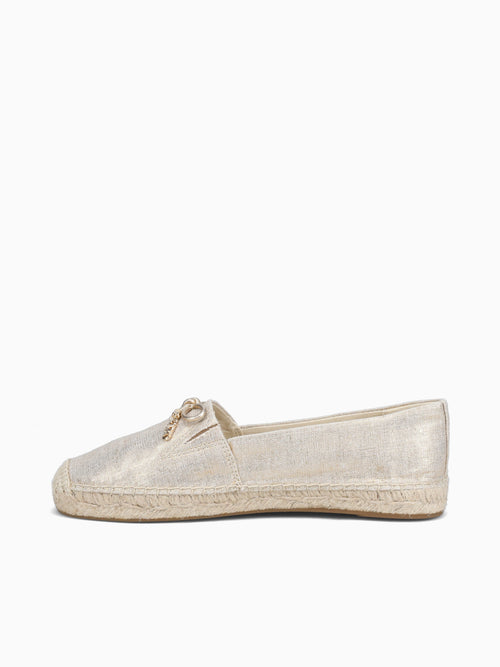 Nori Espadrille Pale Gold Metal Linen Gold / 5 / M