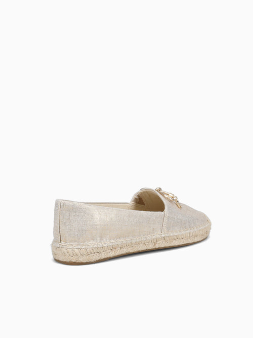 Nori Espadrille Pale Gold Metal Linen Gold / 5 / M