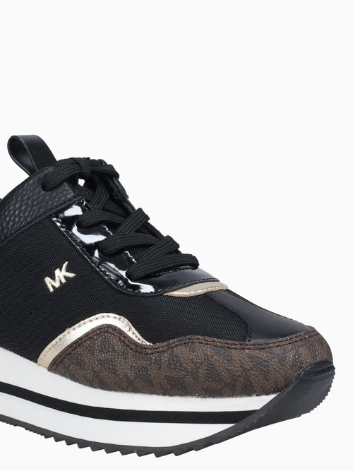 Raina Trainer Blk Brown tech canvas Black / 5 / M