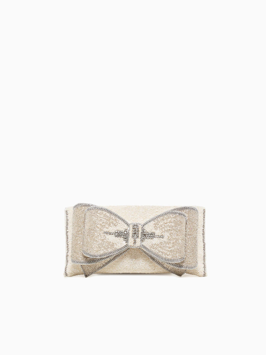 Fancy Bow Clutch Ivory Natural