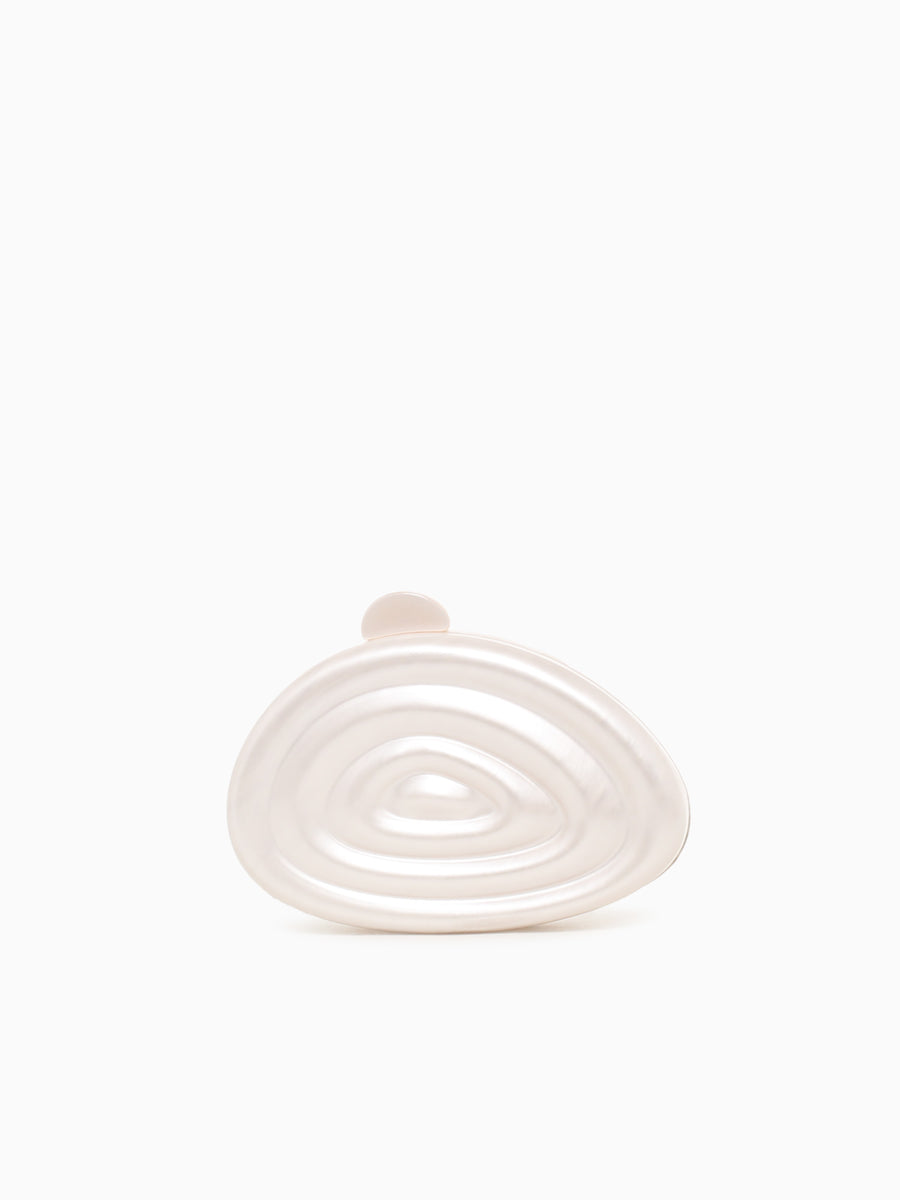 Shell Swirl Clutch Pearl White Pearl