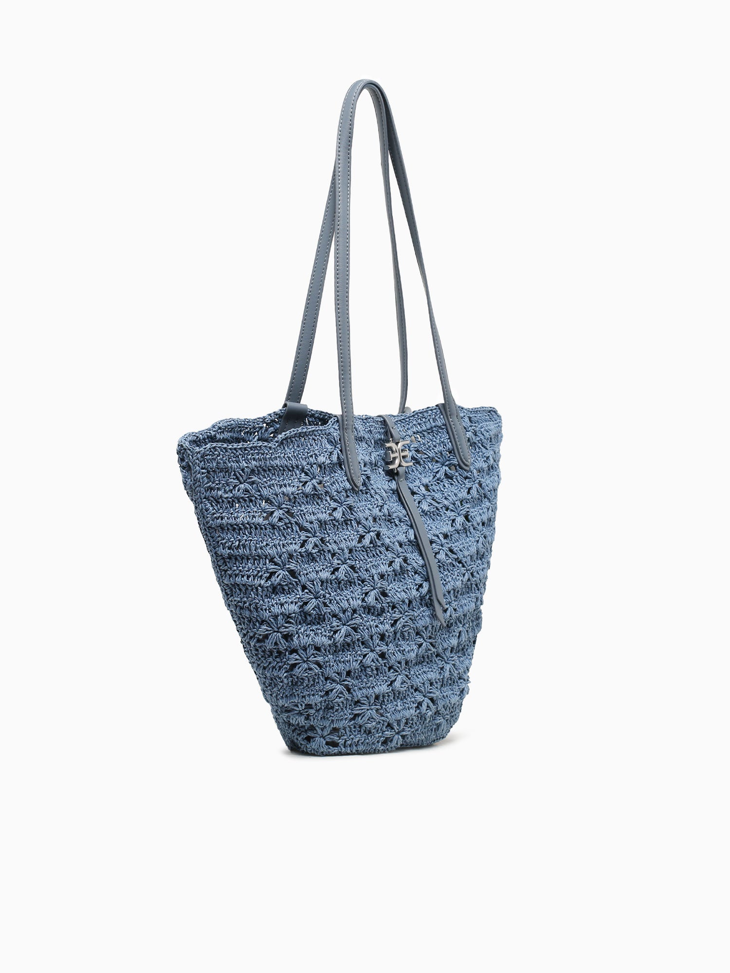 Layla Floral Fan Tote Denim Blue Blue