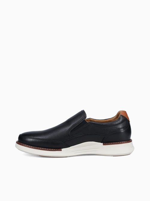 Launch Moc Toe Slip On Blk Cognac leathe Black / 7 / M