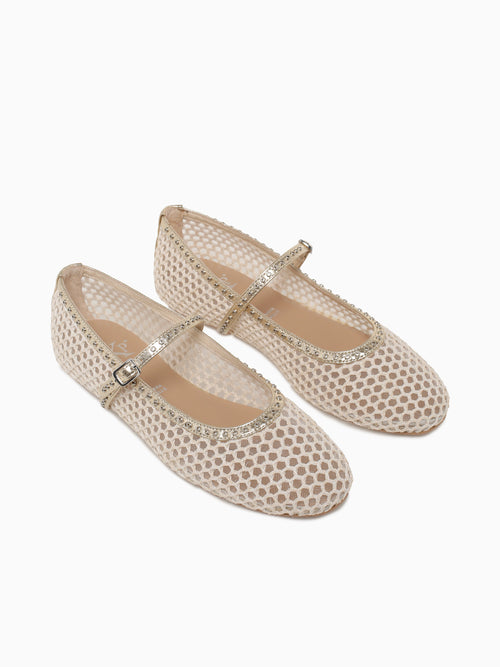 Mirabelle Beige Platino rete Pelle Beige / 5 / M