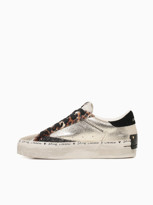 Distressed Platform Gold Leopard sde Lea Gold / 36 / M