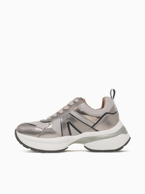 Victoria Woman Dark Silver Black Leathe Silver / 36 / M