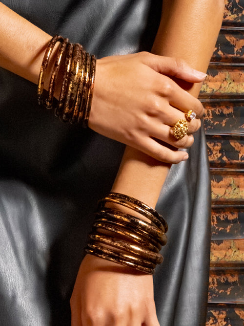 Koi Leopard Tzubbie All Weather Bangles Gold / S