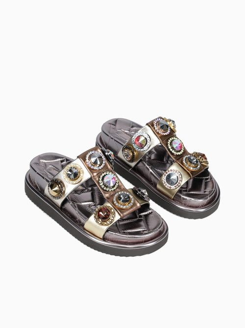 Orson Crystal Sandal Gold Leather Gold / 5 / M