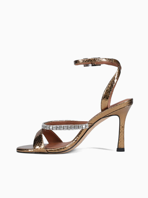 Crystal Strap Sandal 90 Bronze Leather Bronze / 5 / M