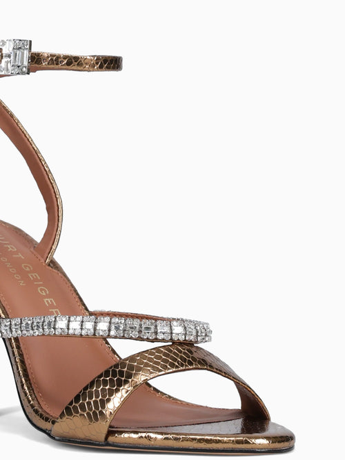 Crystal Strap Sandal 90 Bronze Leather Bronze / 5 / M