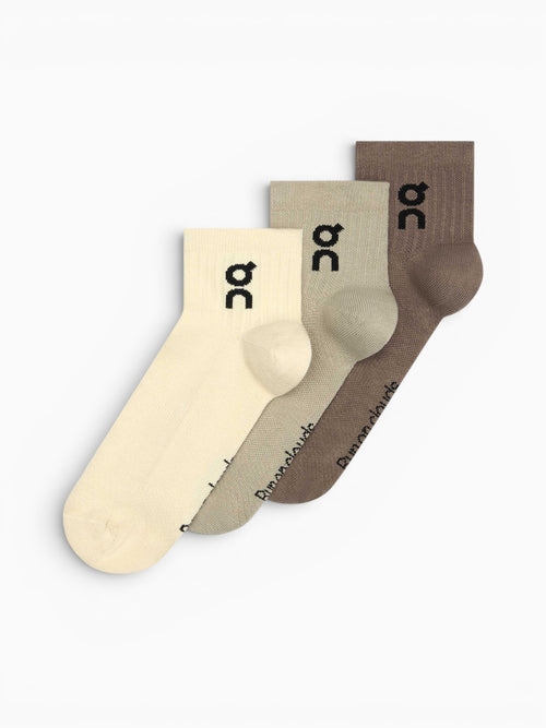 Logo Sock Mid 3p Hare Brume cotton Brown Multi / XS