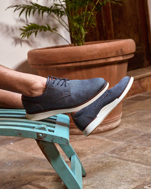 Launch Canvas Plain Toe Navy Cognac canv