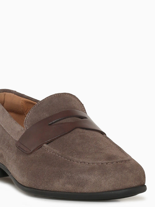 Modena Moc Toe Penny Grey Brown sde Smoo Grey / 7 / M