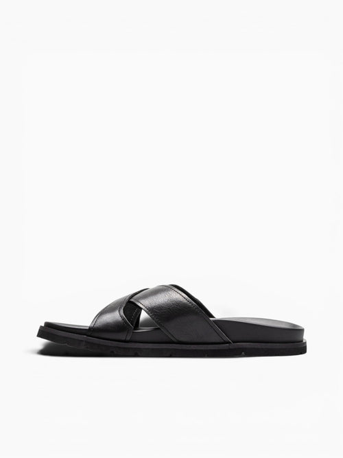 Bayside Cross Strap Black Leather Black / 7 / M