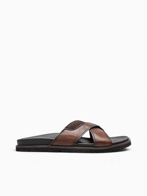 Bayside Cross Strap Brown Leather Brown / 7 / M
