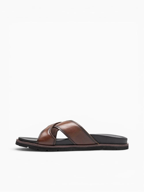Bayside Cross Strap Brown Leather Brown / 7 / M