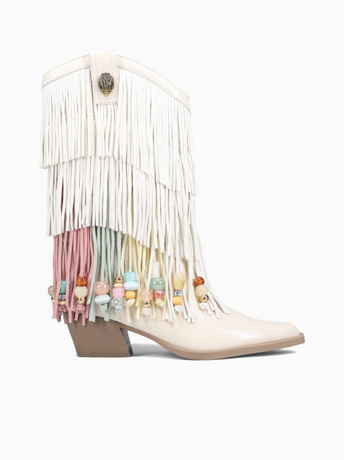 Fringe Cowboy Boot Cream Combo Lea Sde White Multi / 5 / M