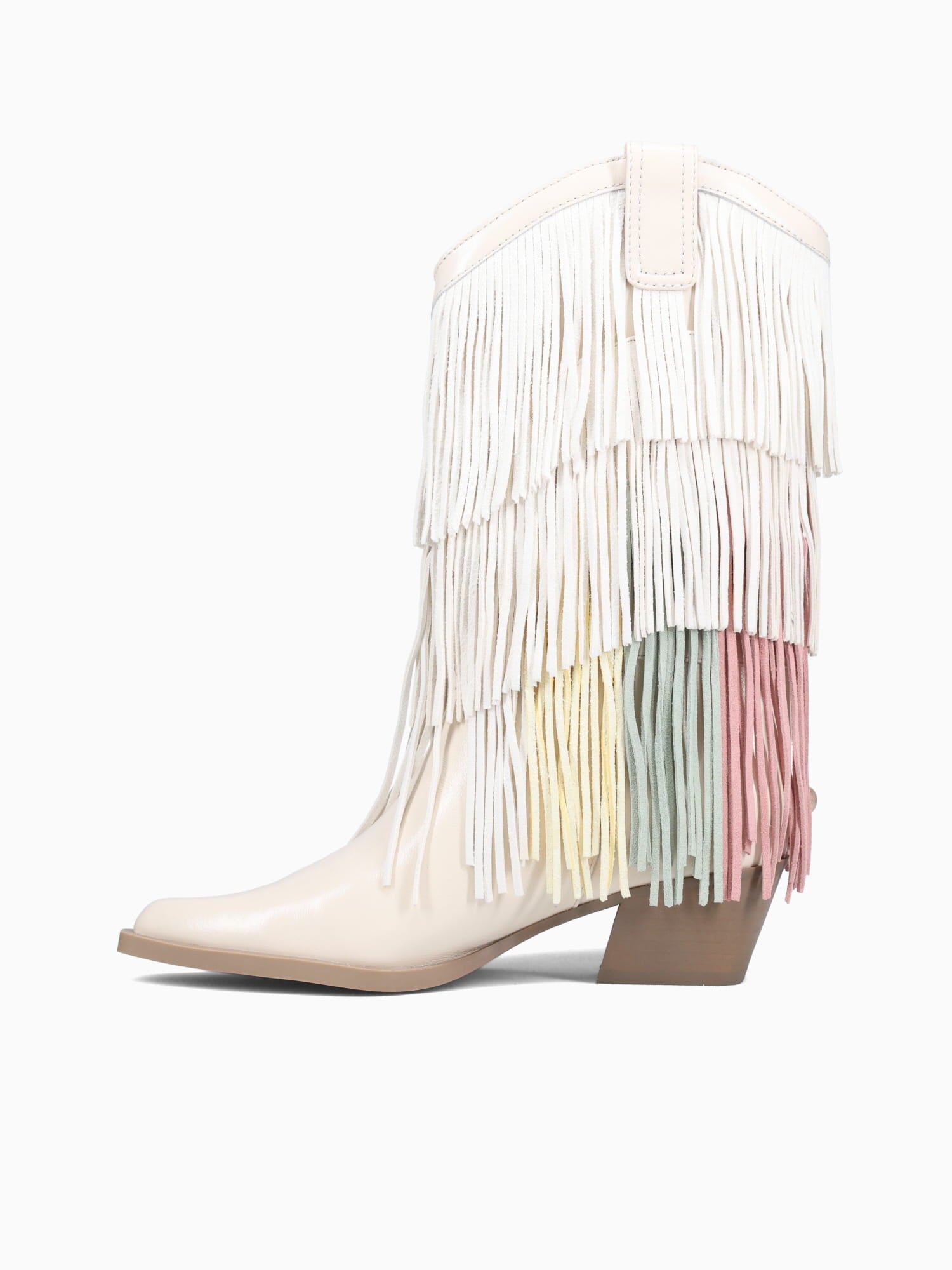 Fringe Cowboy Boot Cream Combo Lea Sde White Multi / 5 / M