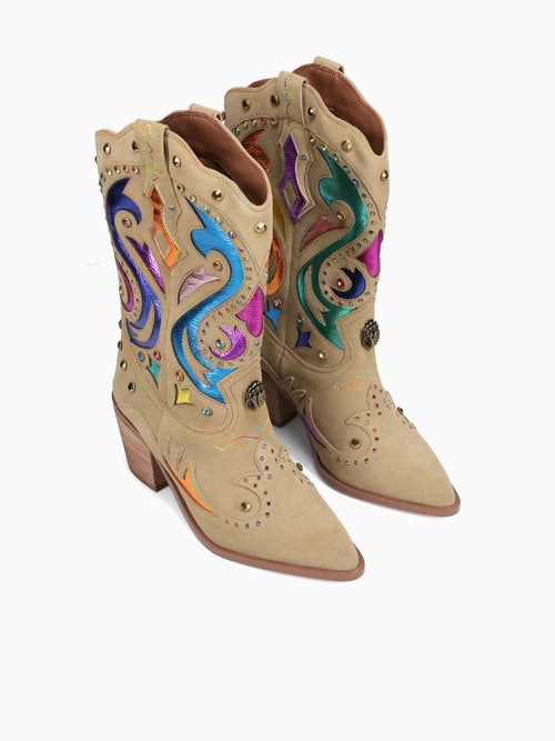 Kensington Cowboy Boot Camel Combo sde L Multi / 5 / M