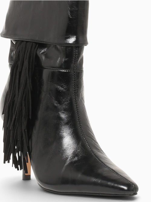 Fringe Slouch Boot Black Leather Black / 5 / M