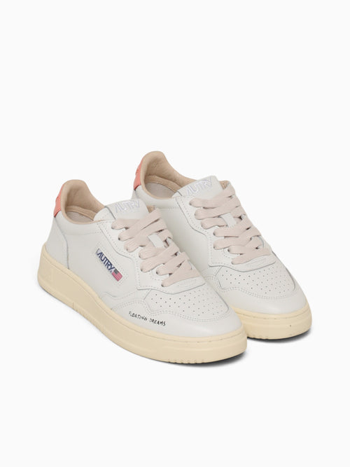 Medalist Low White Peach pink leather White Multi / 36 / M
