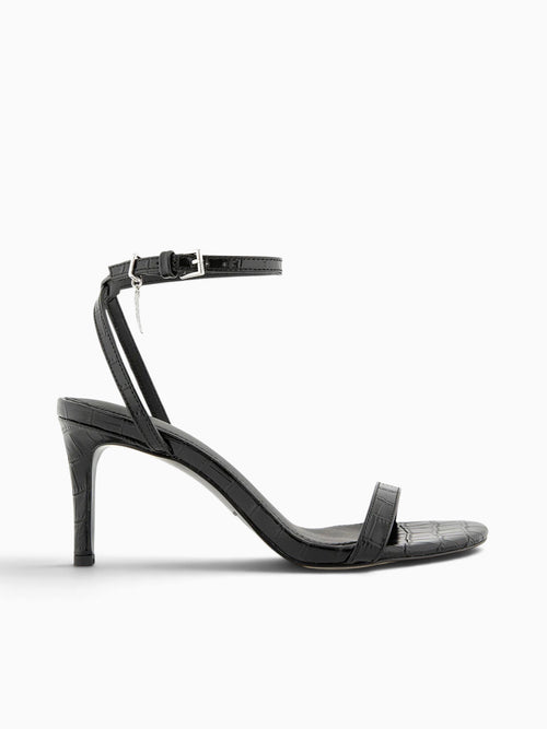 Justine Feather Black Croc Leather Black / 5.5 / M