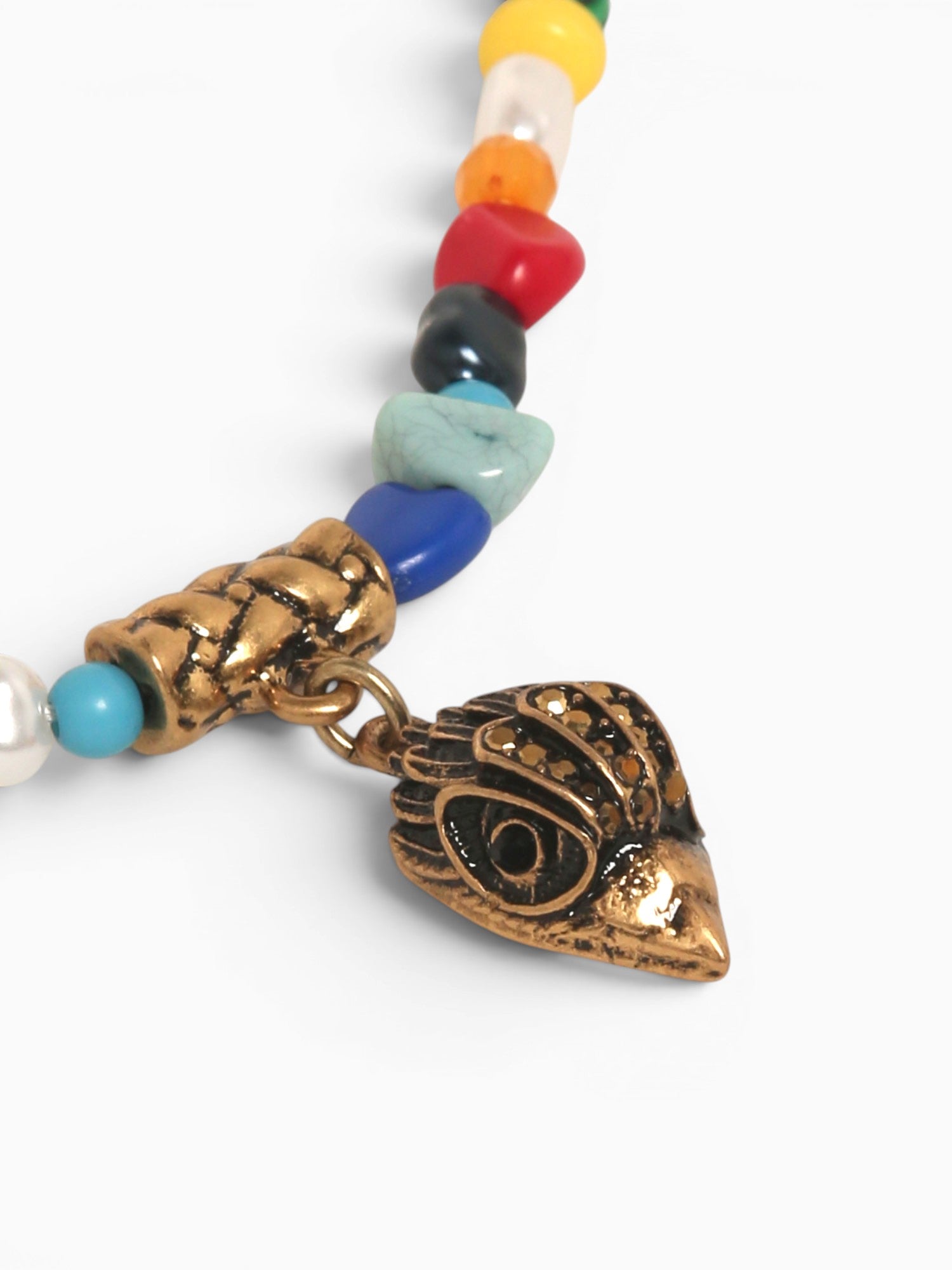 Nec Eagle Bead Short Pendant Gold