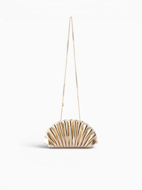 Holly Pleated Clutch Gold Gold