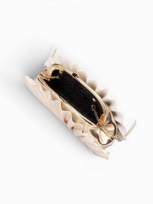 Holly Pleated Clutch Gold Gold