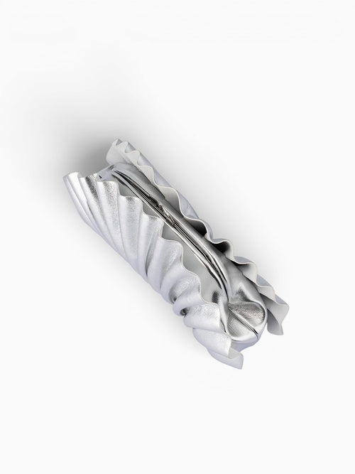 Holly Pleated Clutch Silver Silver
