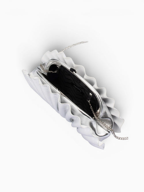 Holly Pleated Clutch Silver Silver