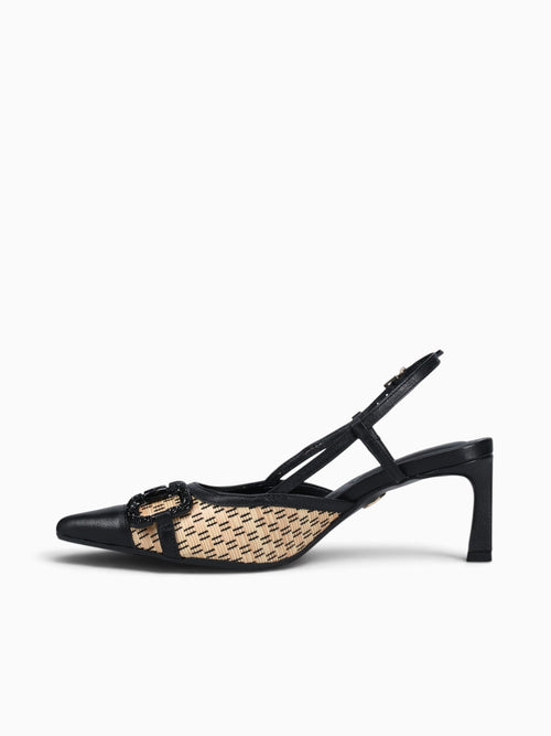 Jonha Natural Preto rafia Leather Black Multi / 5 / M