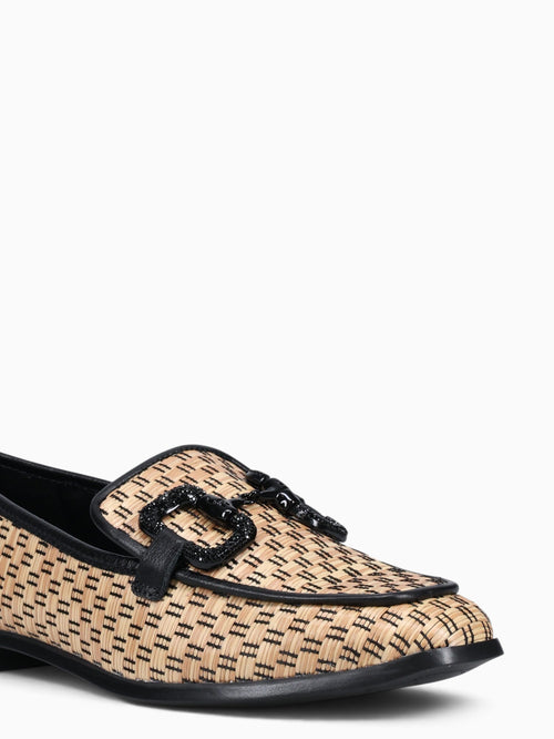 Jordana Natural Preto rafia Leather Black Multi / 5 / M