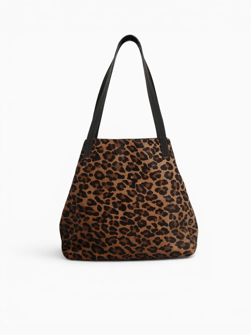 Mini Shopping Bag Tote Cheetah Tan Black Tan