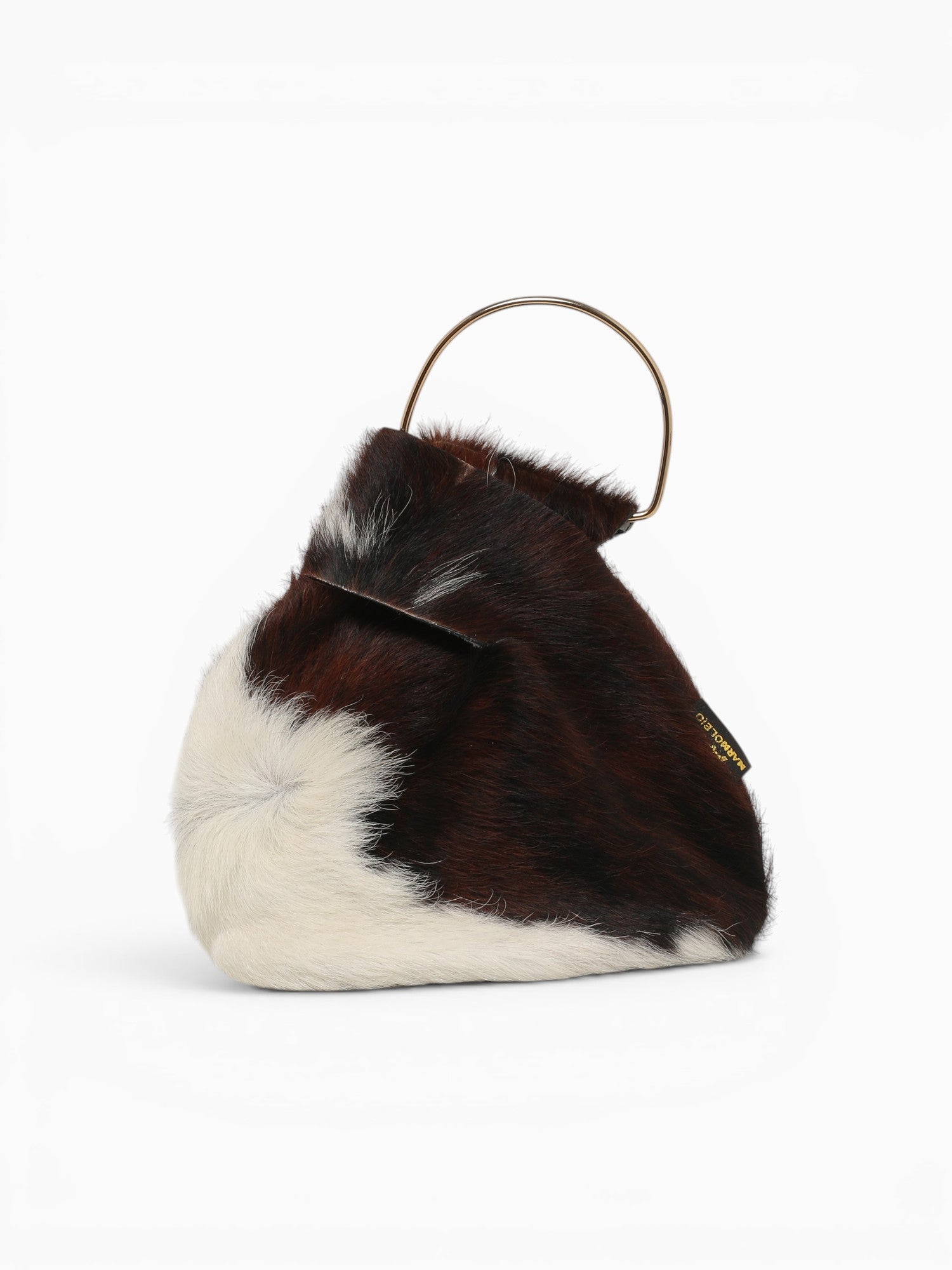 Asa Top Handle Bag Cow Brown White Brown Multi