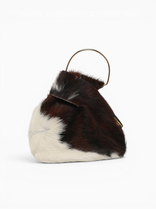 Asa Top Handle Bag Cow Brown White Brown Multi