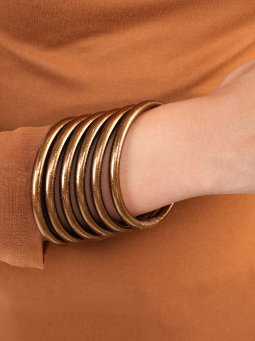 Saddle All Weather Bangles (set Of 6) Bronze / S