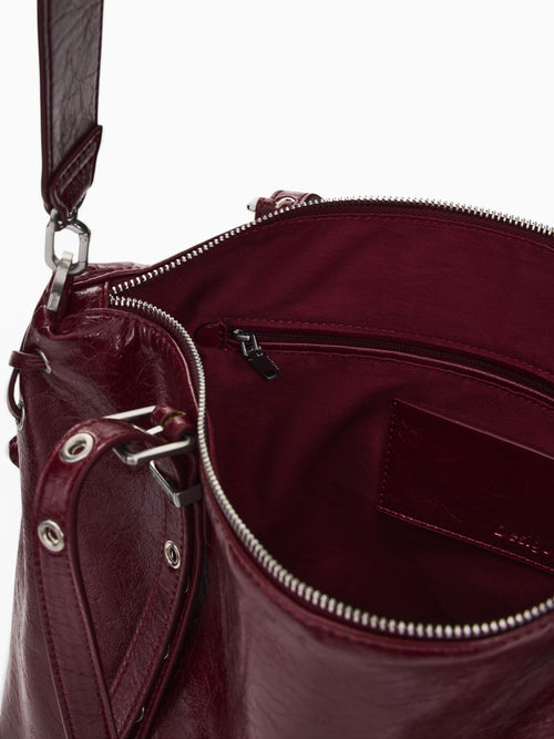Half Logo Lanuza Tote Burghundy Dark Red