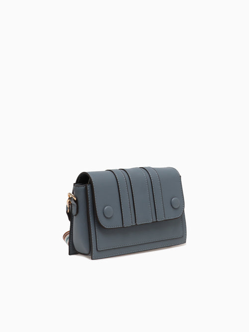 SRB26762 Button Detail Crossbag Blue Blue