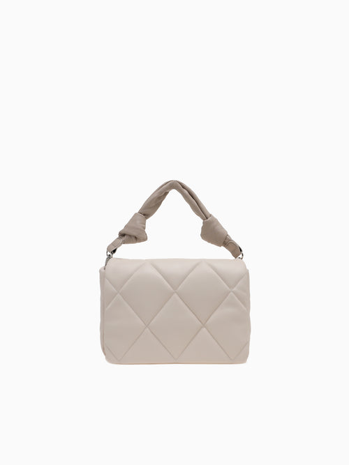 SRB26779 Quilted Flap Bag White White