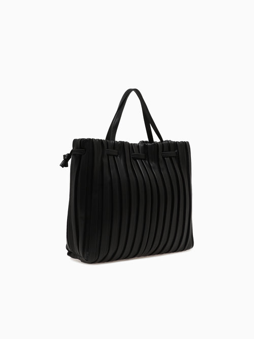 SRB26793 Pleated Shopper Black Black