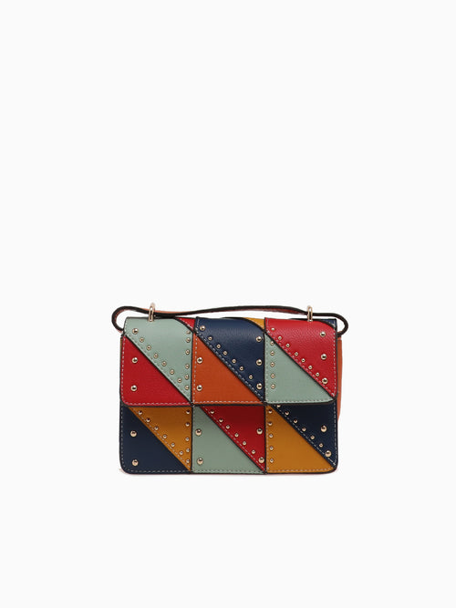 SRB26681 Patched Flap Bag Multi Bright Multi