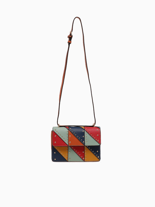 SRB26681 Patched Flap Bag Multi Bright Multi