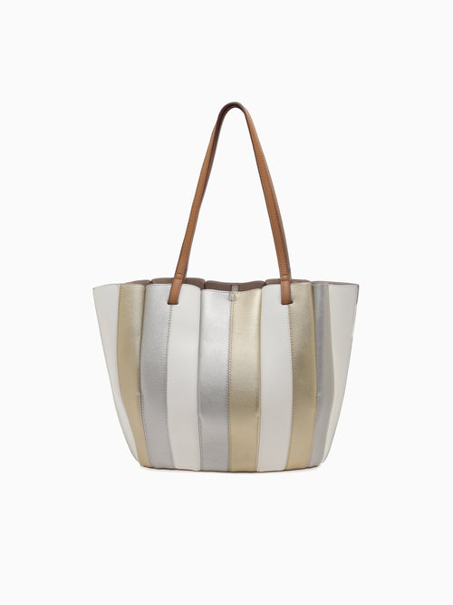 SRB26690 Color Blocked Shopper Metal Gold